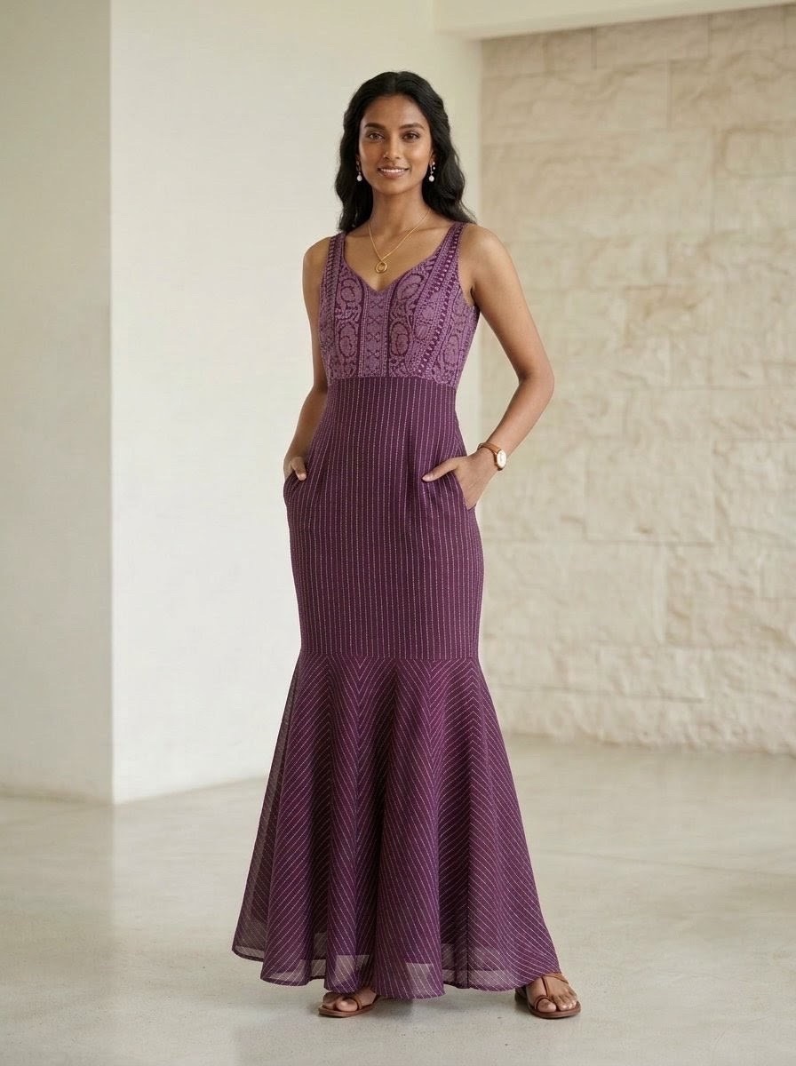 Purple Fishtail Maxi Dress view 2