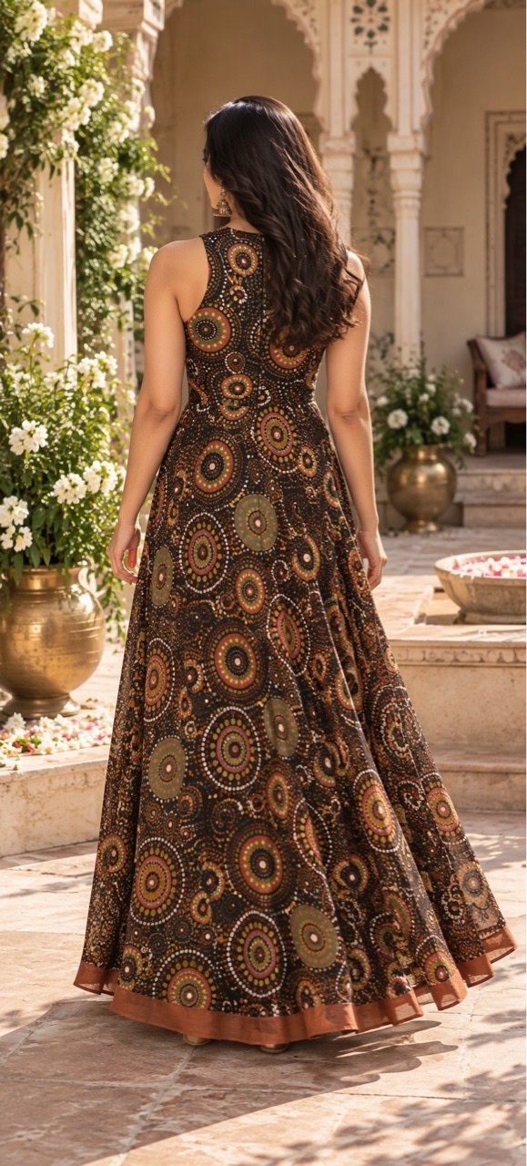 Georgette Printed Maxi Dress view 3