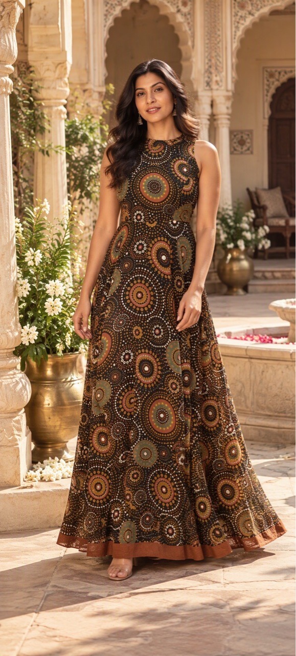 Georgette Printed Maxi Dress view 2