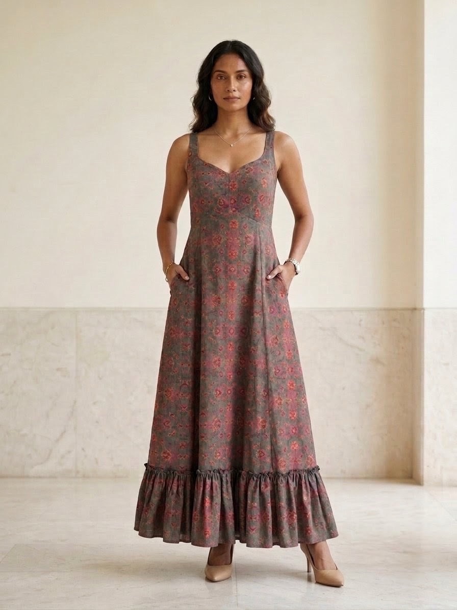 Maxi Ruffle Cotton Dress view 2