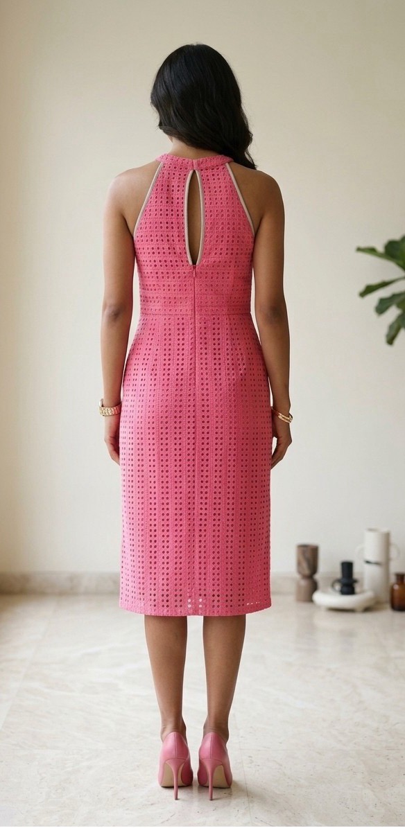 Pink Hakoba Midi Dress view 3