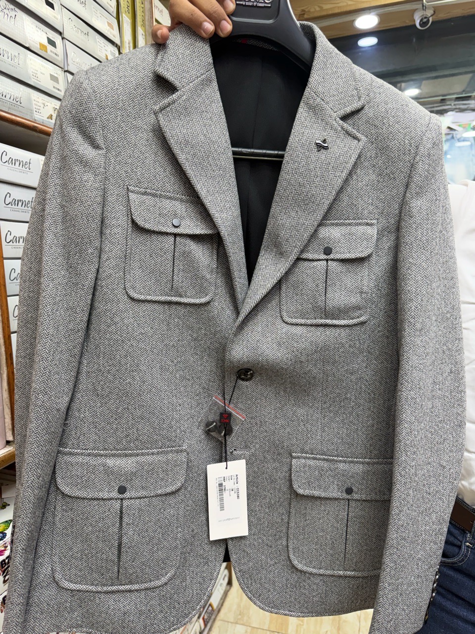 Carmet Grey Herringbone Blazer view 2